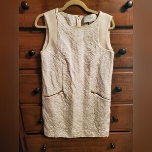 J. CREW Jacquard Zip Pocket Shift Dress Ivory Career Wedding Event Party, Size S